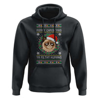 Merry Christmas Ya Filthy Humans Cat Hoodie Funny Xmas Grumpy Cat - Wonder Print Shop