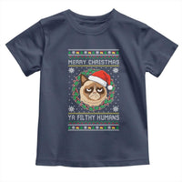 Merry Christmas Ya Filthy Humans Cat Toddler T Shirt Funny Xmas Grumpy Cat - Wonder Print Shop