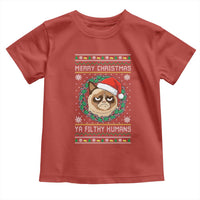 Merry Christmas Ya Filthy Humans Cat Toddler T Shirt Funny Xmas Grumpy Cat - Wonder Print Shop
