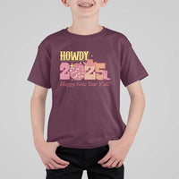 Howdy 2025 T Shirt For Kid Happy New Year Y'all Sparkling Cowgirl