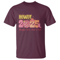 Howdy 2025 T Shirt Happy New Year Y'all Sparkling Cowgirl - Wonder Print Shop