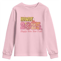 Howdy 2025 Youth Sweatshirt Happy New Year Y'all Sparkling Cowgirl