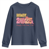 Howdy 2025 Youth Sweatshirt Happy New Year Y'all Sparkling Cowgirl