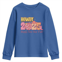 Howdy 2025 Youth Sweatshirt Happy New Year Y'all Sparkling Cowgirl