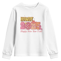 Howdy 2025 Youth Sweatshirt Happy New Year Y'all Sparkling Cowgirl