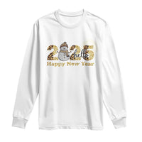 Hello 2025 Happy New Year Long Sleeve Shirt Fireworks Snowman