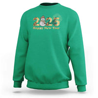 Hello 2025 Happy New Year Sweatshirt Fireworks Snowman - Wonder Print Shop