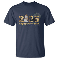 Hello 2025 Happy New Year T Shirt Fireworks Snowman - Wonder Print Shop