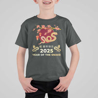 Chinese Lunar New Year 2025 Year Of The Snake T Shirt For Kid Cherry Blossom - Wonder Print Shop