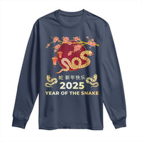 Chinese Lunar New Year 2025 Year Of The Snake Long Sleeve Shirt Cherry Blossom