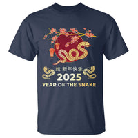 Chinese Lunar New Year 2025 Year Of The Snake T Shirt Cherry Blossom - Wonder Print Shop