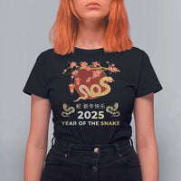 Chinese Lunar New Year 2025 Year Of The Snake T Shirt For Women Cherry Blossom - Wonder Print Shop