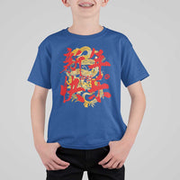 Happy Chinese New Year 2025 T Shirt For Kid Calligraphy Year Of The Snake Golden Flowers - Wonder Print Shop
