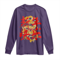 Happy Chinese New Year 2025 Long Sleeve Shirt Calligraphy Year Of The Snake Golden Flowers