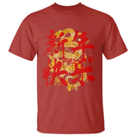 Happy Chinese New Year 2025 T Shirt Calligraphy Year Of The Snake Golden Flowers - Wonder Print Shop