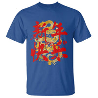 Happy Chinese New Year 2025 T Shirt Calligraphy Year Of The Snake Golden Flowers - Wonder Print Shop