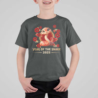 Happy Chinese New Year 2025 T Shirt For Kid Year Of The Snake Flowers - Wonder Print Shop