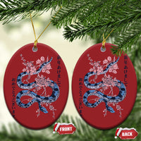 Happy Japanese New Year 2025 Christmas Ornament Year Of The Snake Sakura Cherry Blossom - Wonder Print Shop