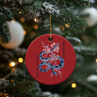 Happy Japanese New Year 2025 Christmas Ornament Year Of The Snake Sakura Cherry Blossom - Wonder Print Shop