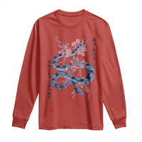 Happy Japanese New Year 2025 Long Sleeve Shirt Year Of The Snake Sakura Cherry Blossom