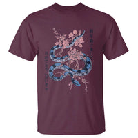 Happy Japanese New Year 2025 T Shirt Year Of The Snake Sakura Cherry Blossom - Wonder Print Shop