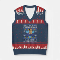 Funny So Much Funukah To Celebrate Hanukkah Sandler V-Neck Knit Sweater Vest - Wonder Print Shop