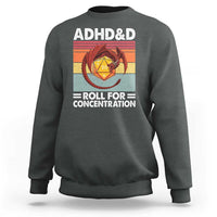 ADHD&D Roll For Concentration Sweatshirt Funny RPG Gamer D20 Tabletop Dice - Wonder Print Shop