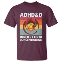 ADHD&D Roll For Concentration T Shirt Funny RPG Gamer D20 Tabletop Dice - Wonder Print Shop