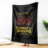 Funny RPG Weightlifting Workout Gym Throw Blanket Dumbbells And Dragons The Original Swoleplaying Game - Wonder Print Shop