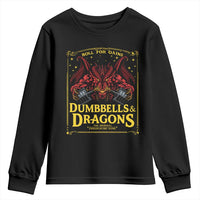 Funny RPG Weightlifting Workout Gym Youth Sweatshirt Dumbbells And Dragons The Original Swoleplaying Game - Wonder Print Shop