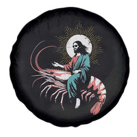 Funny Christian Prawn Spare Tire Cover Retro Jesus Riding A Shrimp Meme - Wonder Print Shop