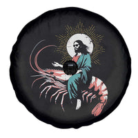 Funny Christian Prawn Spare Tire Cover Retro Jesus Riding A Shrimp Meme - Wonder Print Shop