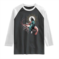 Funny Christian Prawn Raglan Shirt Retro Jesus Riding A Shrimp Meme - Wonder Print Shop