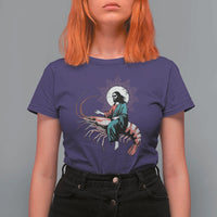 Funny Christian Prawn T Shirt For Women Retro Jesus Riding A Shrimp Meme - Wonder Print Shop