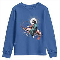 Funny Christian Prawn Youth Sweatshirt Retro Jesus Riding A Shrimp Meme - Wonder Print Shop