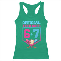 Funny 67 Baseball 13th Birthday Racerback Tank Top Ice Cream Drip 13th Bday Official Teenager