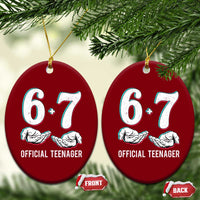 Funny 67 13th Birthday Ceramic Ornament 6 7 Thirteen Year Old Official Teenager Hands - Wonder Print Shop