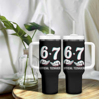 Funny 67 13th Birthday Tumbler With Handle 6 7 Thirteen Year Old Official Teenager Hands - Wonder Print Shop
