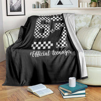 Funny 67 13th Birthday Throw Blanket Thirteen Official Teenager Six Seven Meme Groovy Checkered - Wonder Print Shop
