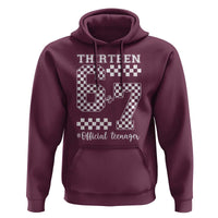 Funny 67 13th Birthday Hoodie Thirteen Official Teenager Six Seven Meme Groovy Checkered - Wonder Print Shop