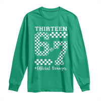 Funny 67 13th Birthday Long Sleeve Shirt Thirteen Official Teenager Six Seven Meme Groovy Checkered - Wonder Print Shop
