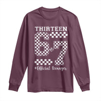 Funny 67 13th Birthday Long Sleeve Shirt Thirteen Official Teenager Six Seven Meme Groovy Checkered - Wonder Print Shop