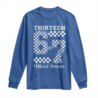 Funny 67 13th Birthday Long Sleeve Shirt Thirteen Official Teenager Six Seven Meme Groovy Checkered - Wonder Print Shop