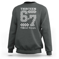 Funny 67 13th Birthday Sweatshirt Thirteen Official Teenager Six Seven Meme Groovy Checkered - Wonder Print Shop