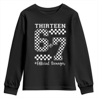 Funny 67 13th Birthday Youth Sweatshirt Thirteen Official Teenager Six Seven Meme Groovy Checkered - Wonder Print Shop