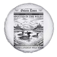 Funny Stupid Canadian Wolf Bird Spare Tire Cover Funny Common Loon Newspaper LGBT Hockey