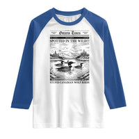 Funny Stupid Canadian Wolf Bird Raglan Shirt Funny Common Loon Newspaper LGBT Hockey