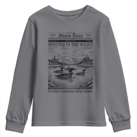 Funny Stupid Canadian Wolf Bird Youth Sweatshirt Funny Common Loon Newspaper LGBT Hockey