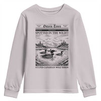 Funny Stupid Canadian Wolf Bird Youth Sweatshirt Funny Common Loon Newspaper LGBT Hockey