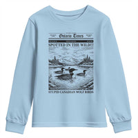 Funny Stupid Canadian Wolf Bird Youth Sweatshirt Funny Common Loon Newspaper LGBT Hockey